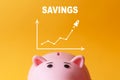 Savings concept. piggy bank with chart Royalty Free Stock Photo