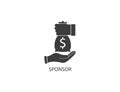 Savings, hand, sponsor icon. Vector illustration.