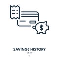 Savings History Icon. Piggy Bank, Wealth, Money. Editable Stroke. Vector Icon