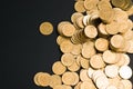 Savings, increasing columns of coins, piles of coins arranged as