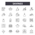 Savings line icons, signs, vector set, linear concept, outline illustration Royalty Free Stock Photo