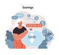 Savings Strategy Concept. Smart deposit habits leading to significant nest egg growth.