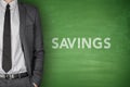 Savings text on blackboard Royalty Free Stock Photo