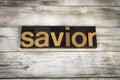 Savior Letterpress Word on Wooden Background Royalty Free Stock Photo