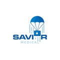 Savior logo, creative word mark parachute vector