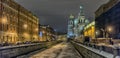 Savior on Spilled Blood and Griboedova canal night view Royalty Free Stock Photo