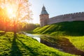 Saviour tower of Veliky Novgorod Kremlin, Russia Royalty Free Stock Photo