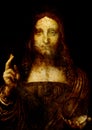 Saviour of the world. Salvador mundi. My own reproduction of Leonardo DaVinci painting. Old effect. Royalty Free Stock Photo