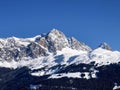 Savognin: snow-covered mountains and ski slopes Royalty Free Stock Photo