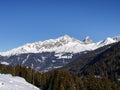 Savognin: snow-covered mountains and ski slopes Royalty Free Stock Photo