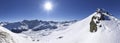 Savognin: snow-covered mountains and ski slopes