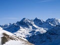 Savognin: snow-covered mountains and ski slopes Royalty Free Stock Photo