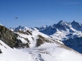 Savognin: snow-covered mountains and ski slopes Royalty Free Stock Photo