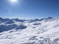 Savognin: snow-covered mountains and ski slopes Royalty Free Stock Photo