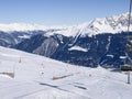 Savognin: snow-covered mountains and ski slopes Royalty Free Stock Photo