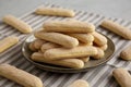 Savoiardi biscuits on a plate, side view Royalty Free Stock Photo