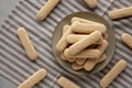 Savoiardi biscuits on a plate, top view Royalty Free Stock Photo