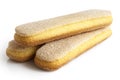 Savoiardi italian sponge biscuits isolated on white.