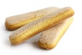 Savoiardi italian sponge biscuits on white.