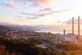 Sunset view of Savona Italy, seaport and comune in the northern Italian region of Liguria Royalty Free Stock Photo