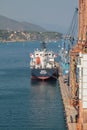 Savona, Italy - Jun 30, 2019: Cargo ship on parking in port