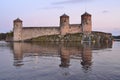 Savonlinna. Fortress Olavinlinna at sunset