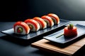 Savor the Art of Sushi: Close-up Shot of a Culinary Masterpiece with Fresh Seafood, Intricate Details, and Exquisite Presentation Royalty Free Stock Photo