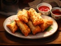 Sizzling Fried Spring Rolls with Homemade Dipping Sauce: Taste the Authentic Asian Flavors!