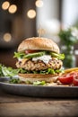 Tasty Chicken Patty with Crispy Lettuce and Tomato