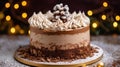 chocolate cake, Delicious tasty homemade cake wow background for Christmas