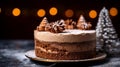 chocolate cake, Delicious tasty homemade cake wow background for Christmas