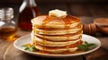 Energize with delicious pancakes, butter and syrup, AI Generated