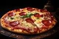 Savor the flavor. authentic italian-style salami and molten cheese pizza for sale