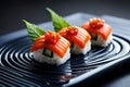 Savor the Flavor: Beautifully Presented Sushi Roll with Top-Quality Seafood and Colorful Vegetables with Generative AI Royalty Free Stock Photo