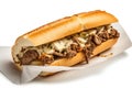 Savor the Flavor: Philly Cheese Steak Sandwich in Top-Down View