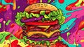 Savor the Flavor Vibrant Pop Art Burger Bonanza