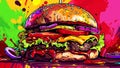 Savor the Flavor Vibrant Pop Art Burger Bonanza