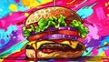 Savor the Flavor Vibrant Pop Art Burger Bonanza