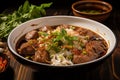 Savor the flavors Braised pork noodles with veggies and pork balls