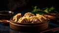 Savor the Flavors of China Hot and Delicious Jiaozi Dumplings - food photography. Generative AI