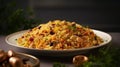 Savor the Flavors of the Middle East Delicious Pilaf on a Plate. Generative AI