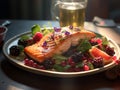 Delicious Delights: Vibrant Salmon Salad Adorned with Fresh Berries!
