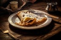 Savor the homemade goodness of thin pancakes on a plate. Royalty Free Stock Photo