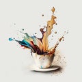 Savor the Moment Watercolor Espresso Splash - Generative AI