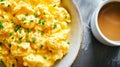 Savor the Perfect Start: Breakfast Scrambled Eggs and Coffee in Stunning