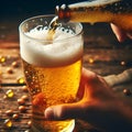 Savor the refreshing allure of a cold glass of beer, perfect for summer Royalty Free Stock Photo