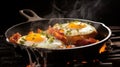 Savor the sizzle of this mouthwatering breakfast delight, a skillet sensation that\'s sure to satisfy, Ai Generated