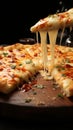 Savor the stretch of cheese on a four cheese Italian pizza