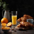 Freshly squeezed orange juice with pastries