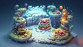 Savoring Flavors: Digital Art Showcasing a Pumpkin-Filled Sandwich in Mesmerizing 3D Isometric Design, Enhanced by Realistic